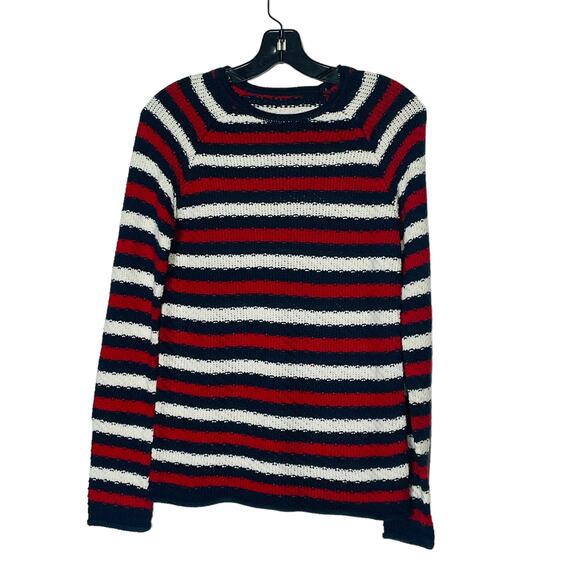 Joe Boxer Striped Long Sleeve Crew Neck Pullover Knit Sweater Navy Red White - Picture 9 of 9